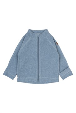 Mikk-Line Babyjacke aus Baumwollfleece – Faded Denim Melange